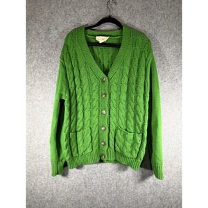 Evy's TREE The Sutton Cable Knit Cardigan Sweater Kelly Green XL Boho Chunky